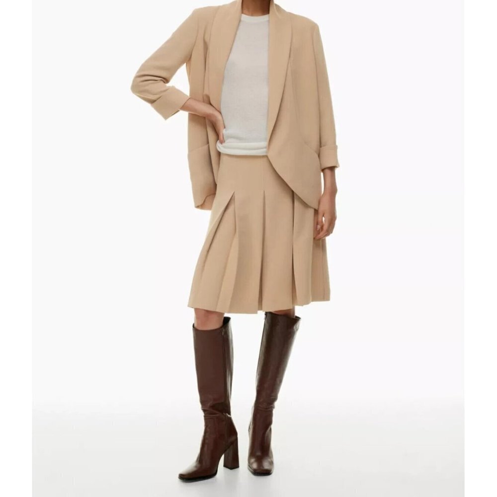 Wilfred Aritzia Women's Size 00 Gold Camel Chevalier Jacket Relaxed Open Blazer - Picture 4 of 10
